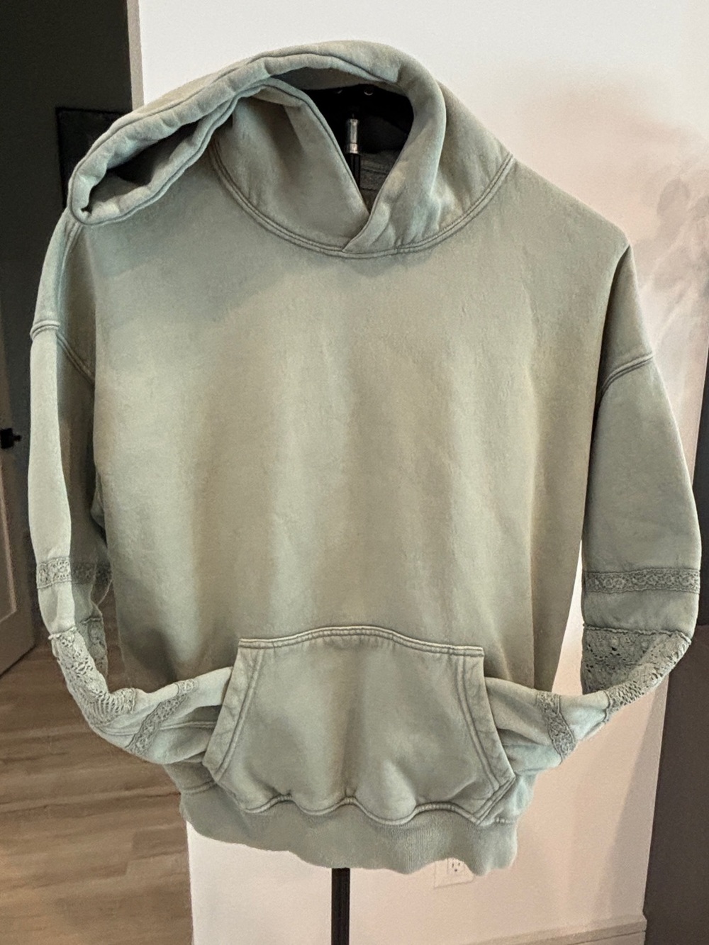 Abercrombie & Fitch Sage Green Lace Sleeve Hoodie XS